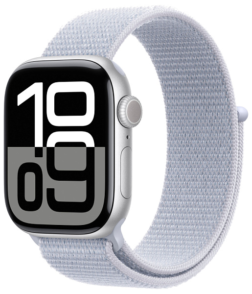 Apple Watch Series 10 42mm Silver Aluminum Case Blue Cloud Sport Loop